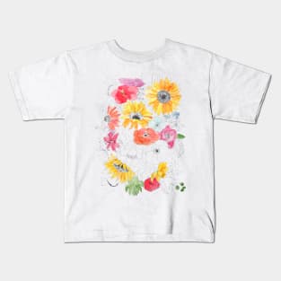 yellow and red flowers illustrations Kids T-Shirt